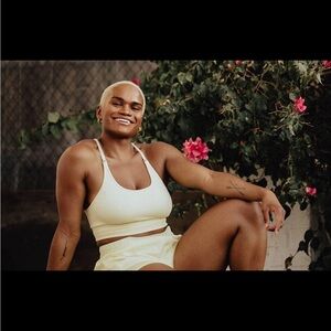 Yellow Ribbed Sports Bra and Shorts Set